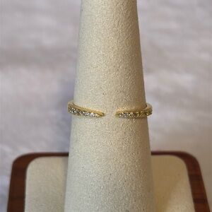 CZ Adjustable Claw 18k Gold over 925 Sterling Silver Dainty Stackable Ring